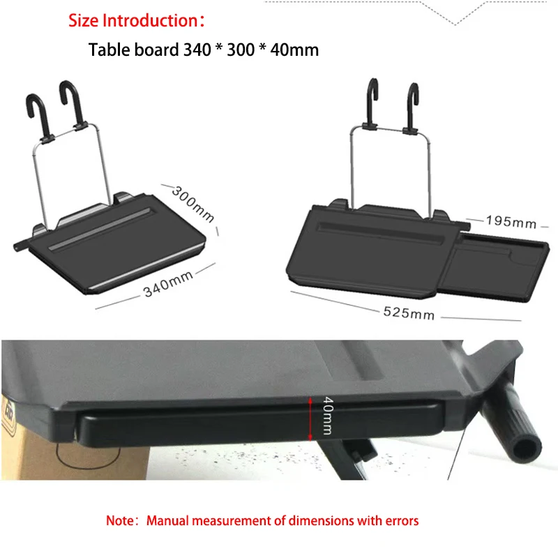 New 2 in 1 Foldable Car Computer Rack With Drawer Shelf Car Steering Wheel Seat Back Laptop Tray Food Drink Table Holder Stand