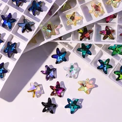 24PCS 14mm Crystal Beads Starfish Shaped AB Color Glass Beads for Jewelry Making Earrings Necklace Jewellery Pendant Accessories