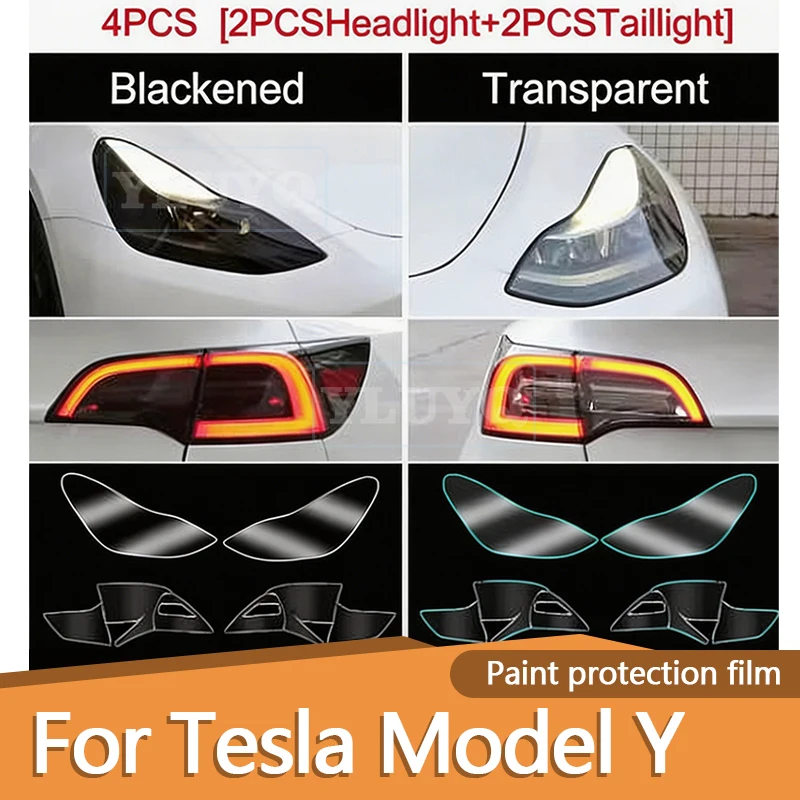 

For Tesla Model 3 Headlight Y Juniper TPU Invisible Car Film, No-Cut Paint Protection Film, Scratch-Resistant Sticker