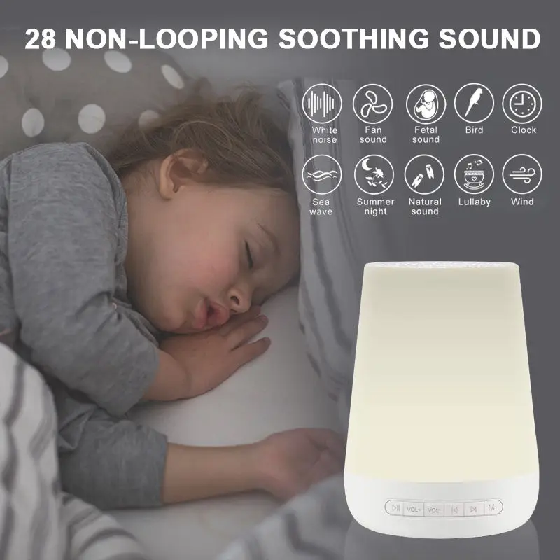 White Noise Machine With Night Light Toddler Sleep Trainer With 28 Soothing Sounds Timer App Remote Control