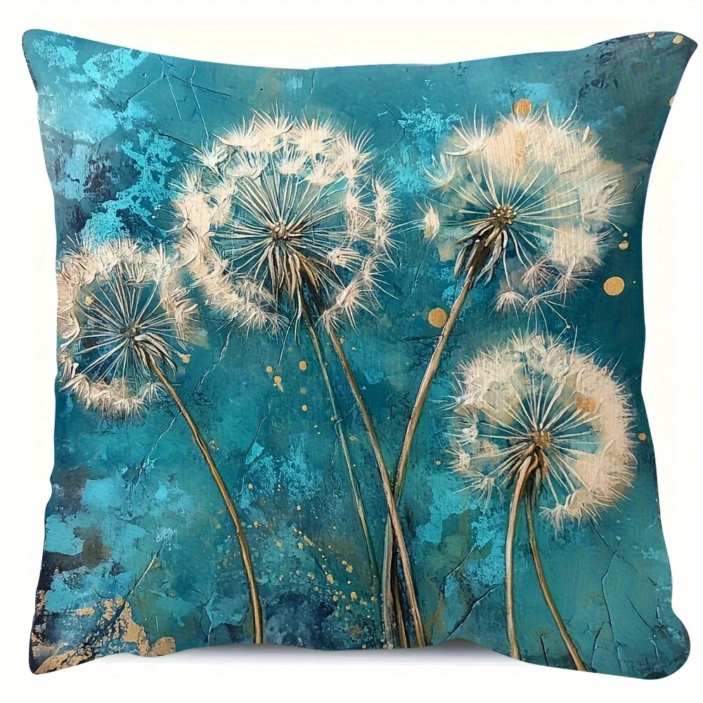1PC Decorative Pillowcases Dandelion Green Agate Print, 45X45Cm Zipper Closure Sofa Living Room Bedroom Home Decor