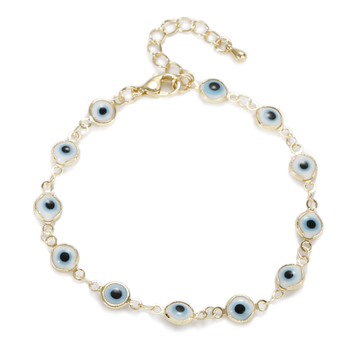 Women\'s Amulet Evil Nazar Eye Chain Charm Bracelet Vintage Drip Oil Fatima Hand Wristband Bracelets Stainless Steel Jewelry
