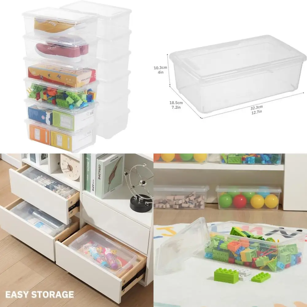 

Прозрачные пластиковые штабелируемые коробки-органайзеры для обуви с крышками — прочные решения для хранения обуви, поделок и художественных принадлежностей, 12 шт.