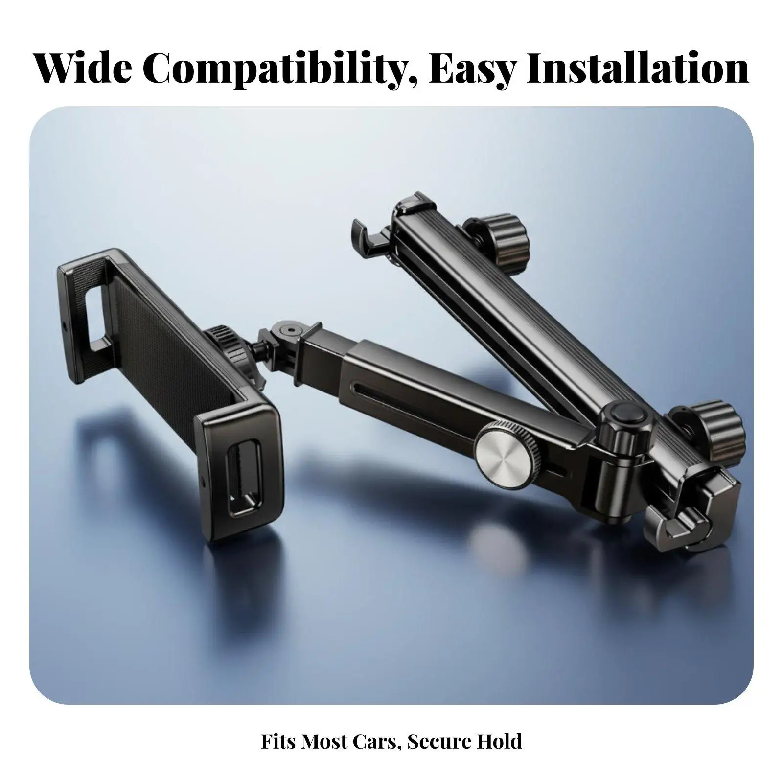 Universal Car Headrest Tablet Mount with Telescopic Arm 6 to 28cm 360 Degree Clamp Adjustable Viewing for Samsung Fold Phone