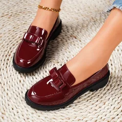 Mocassins à plateforme en cuir verni canize pour femmes, chaussures Mary Gasoline, extérieur, marche, designer, été