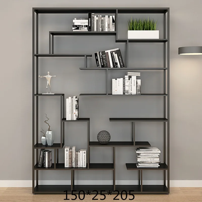 Wrought iron bookshelf creative shelf partition office shelf floor multi-layer living room
