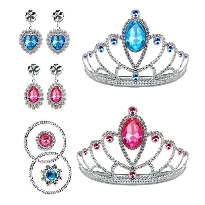 Gioielli da principessa per ragazze Set interattivo per giochi di finzione Kit di accessori Giocattolo Corona Anello Collana Tacchi alti Regalo per feste di compleanno