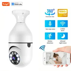 Tuya Smart Home 2.4G E27 Lampadina Wifi Telecamera di sorveglianza HD Sicurezza notturna Video sorveglianza Supprt Audio bidirezionale Movimento mobile