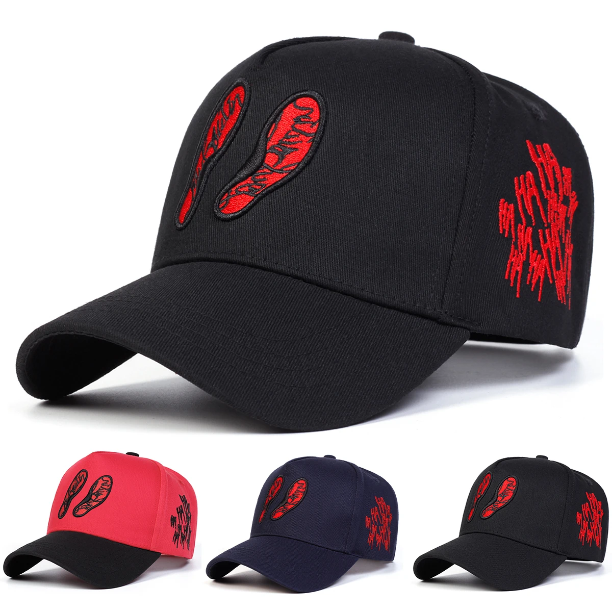 Unisex-Baseballmützen mit Fußabdruck-Stickerei, für Frühling und Herbst, für den Außenbereich, verstellbare Freizeithüte, Sonnenschutzhut, Sportkappe