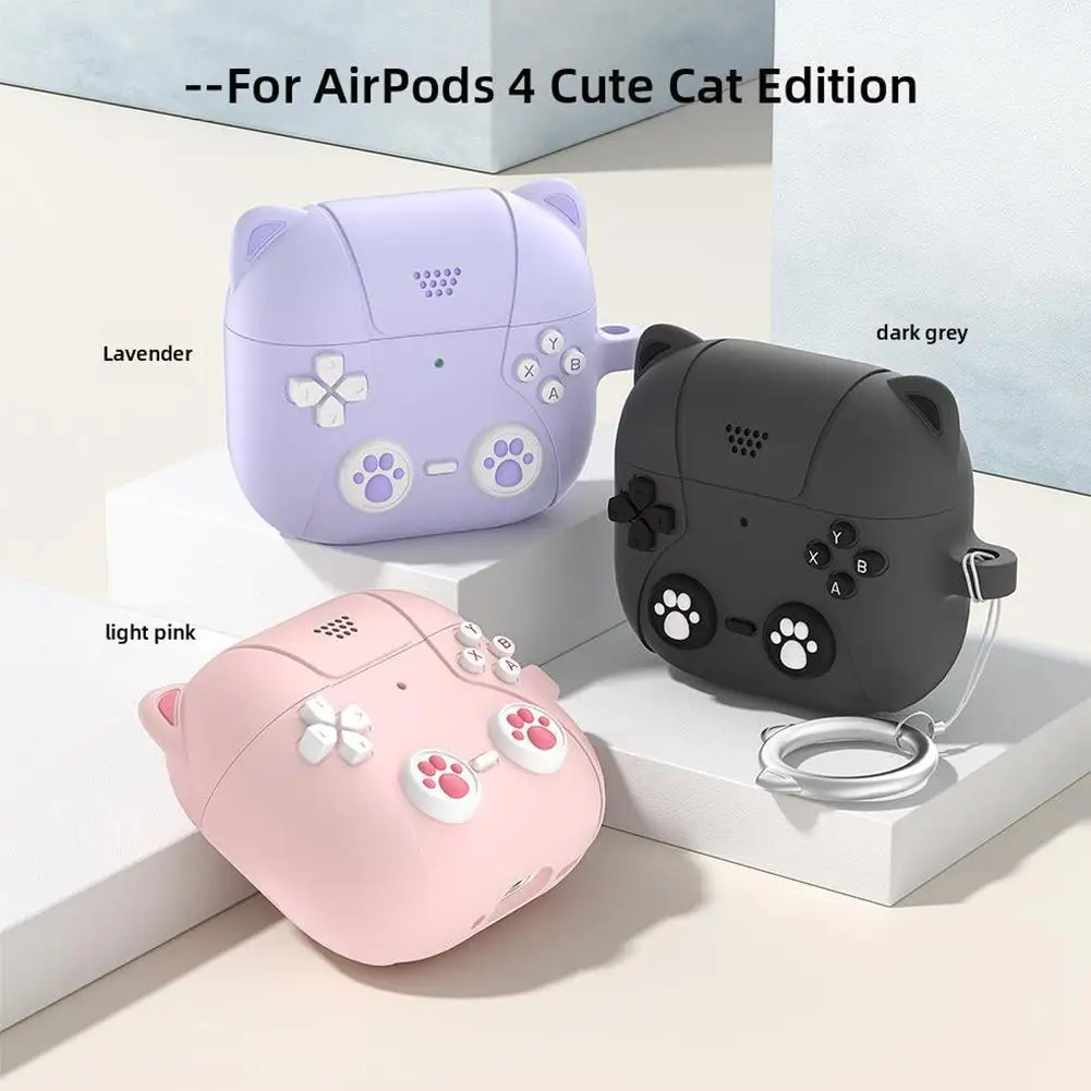 For Airpods 4 Headphones Protective Case Anti-drop And Shockproof 360° Full Coverage Tight Fit With Anti-lost Key 