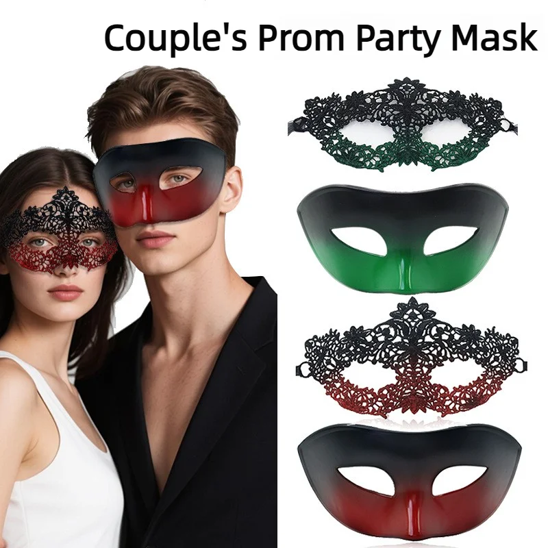 Halloween Mardi Gras Venezianische Party-Maske, Elegantes Schwarzes Spitzen-Maskerade-Masken-Set für Paare, Cosplay-Kostüm-Dekoration