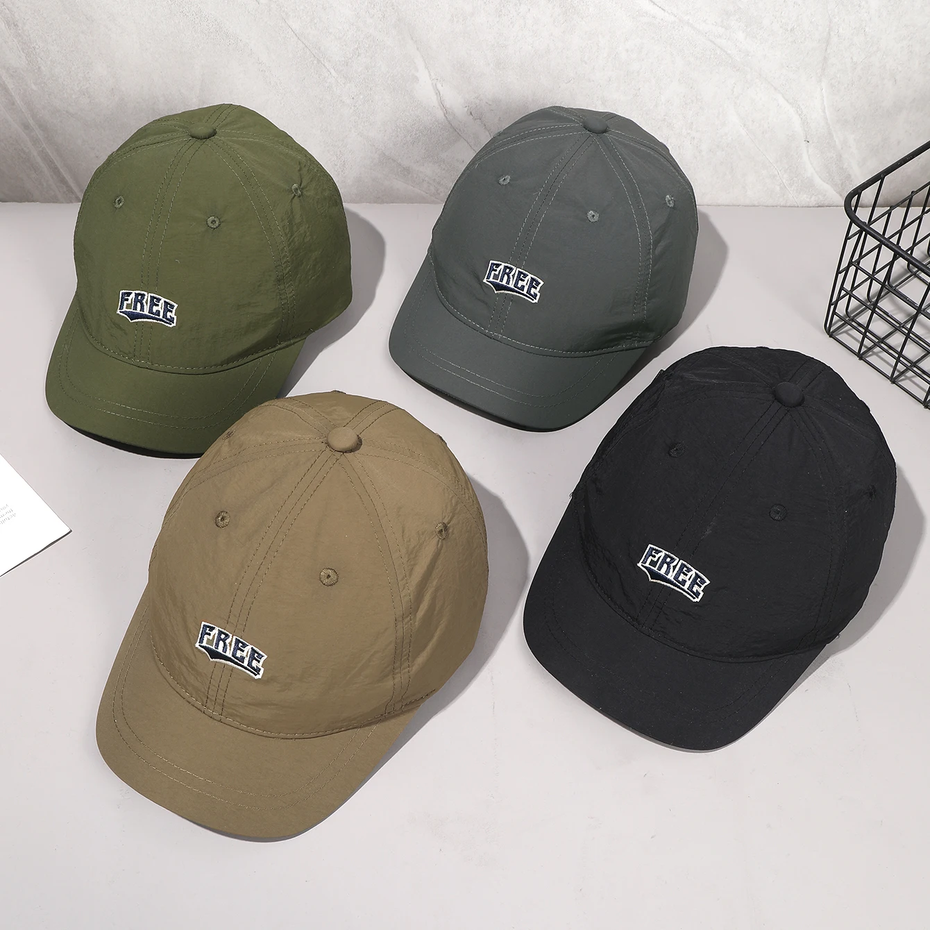 Korean embroidered Free waterproof quick-drying short brim baseball cap suitable for men and women leisure sports