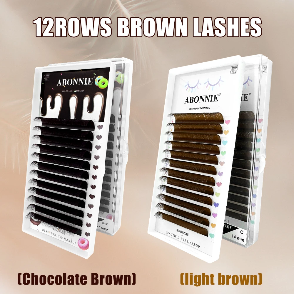 Abonnie Dark Brown Individual Eyelashes Extension Premium Eyelashes 8-15&mix Mink Lashes Professional Classic Lash Extensions