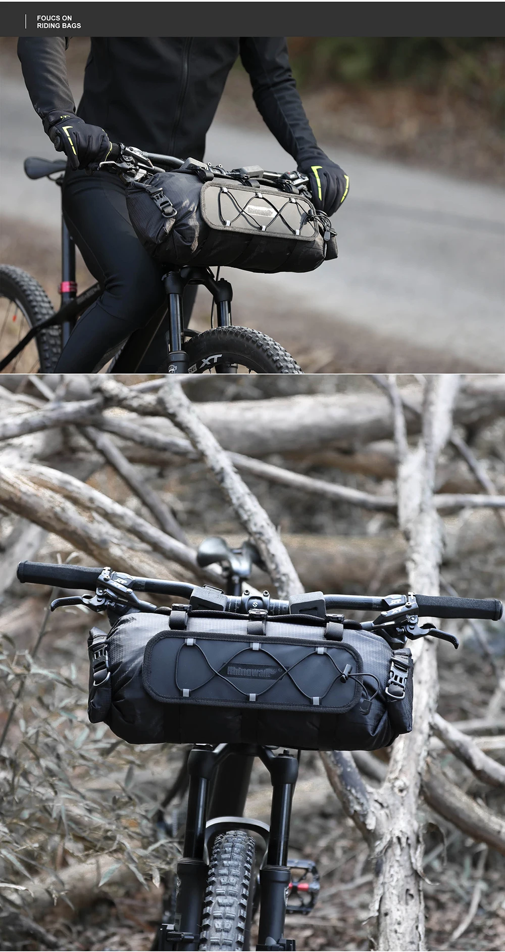 Rhinowalk Fahrrad-Lenkertasche, 12 l, wasserdichtes Fahrradhalter-Set, Fahrradtaschenbasis mit austauschbarer innerer Trockentasche, Gepäckaufbewahrung – Detail 14