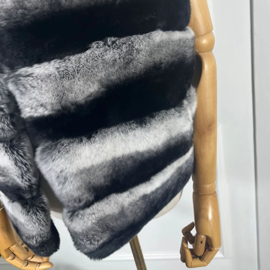 เสื้อกั๊กขนสัตว์แท้ ชินชิล่า เร็กซ์ กระต่าย เสื้อกั๊กขนสัตว์สั้นธรรมชาติ เสื้อกั๊กขนกระต่าย เสื้อแจ็คเก็ตฤดูหนาวสำหรับผู้หญิง หรูหรา