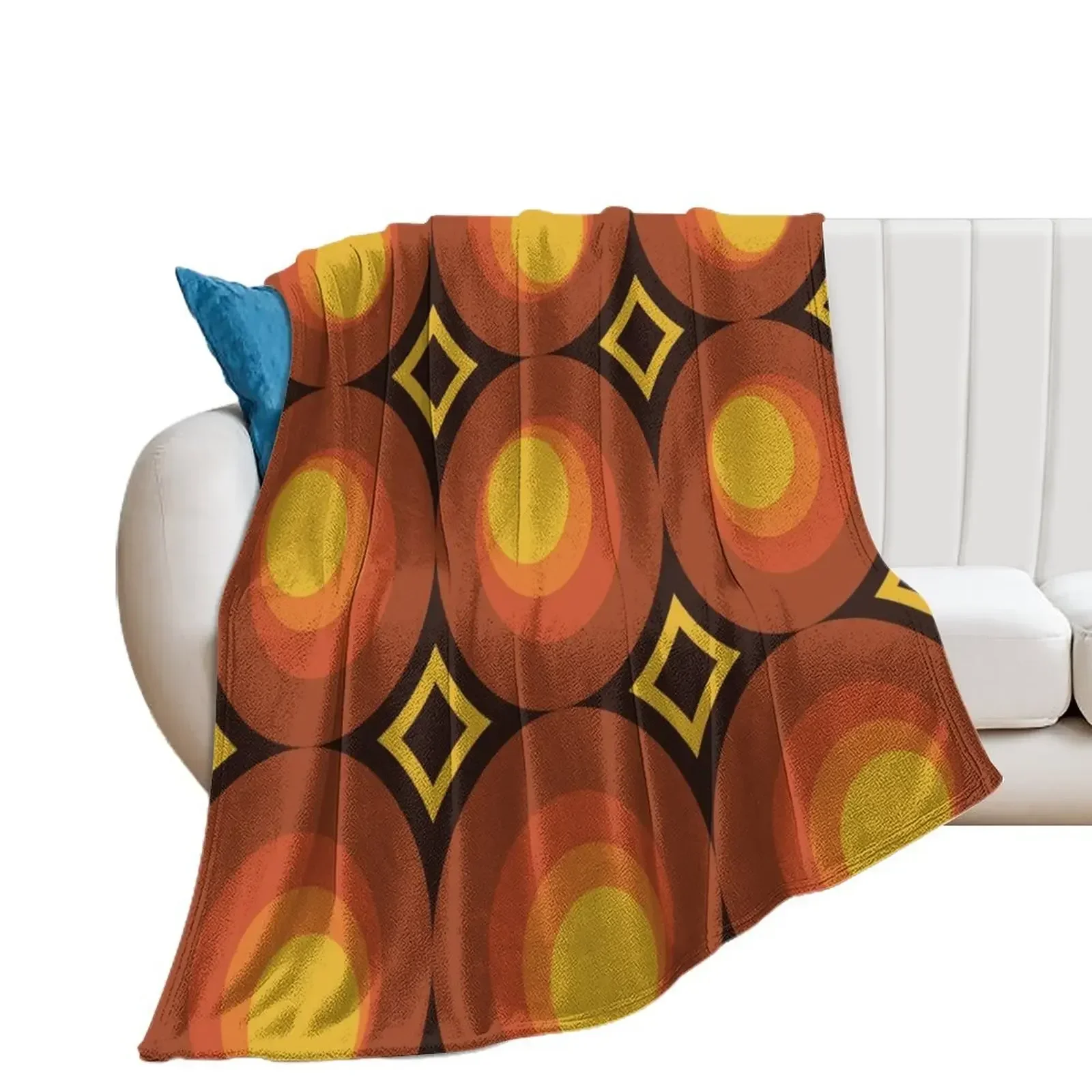 

1970s Orange Mid-Century Modern Circle 2 Throw Blanket Weighted Decorative Sofas Stuffeds blankets and throws Blankets