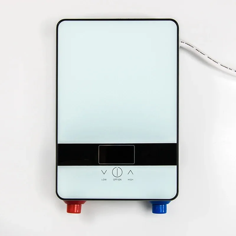 6500W 220V Instant Electric Water Heater Wall-mounted Shower Kit with Handshower LED Screen Display for Home
