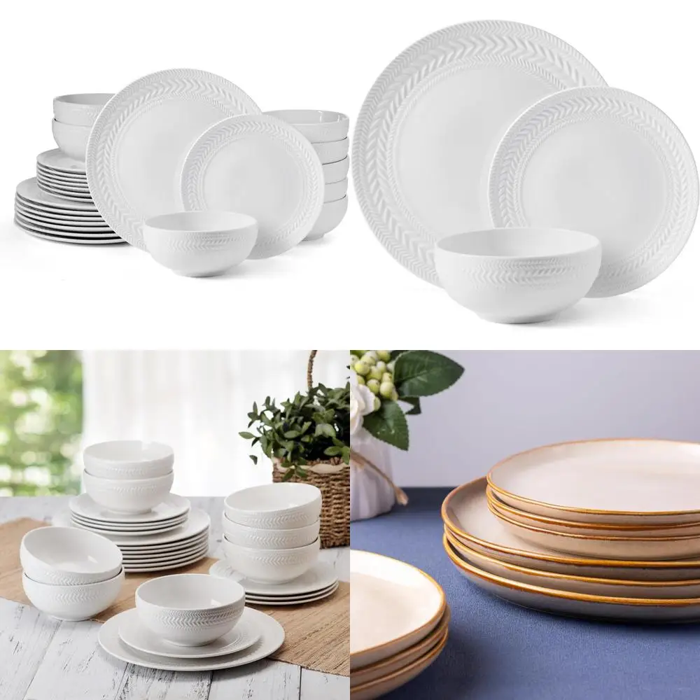 

ceramic dinner plates set of 6, 10.5 inch handmade reactive glaze stoneware plates, large rustic shape dinnerware dish set for