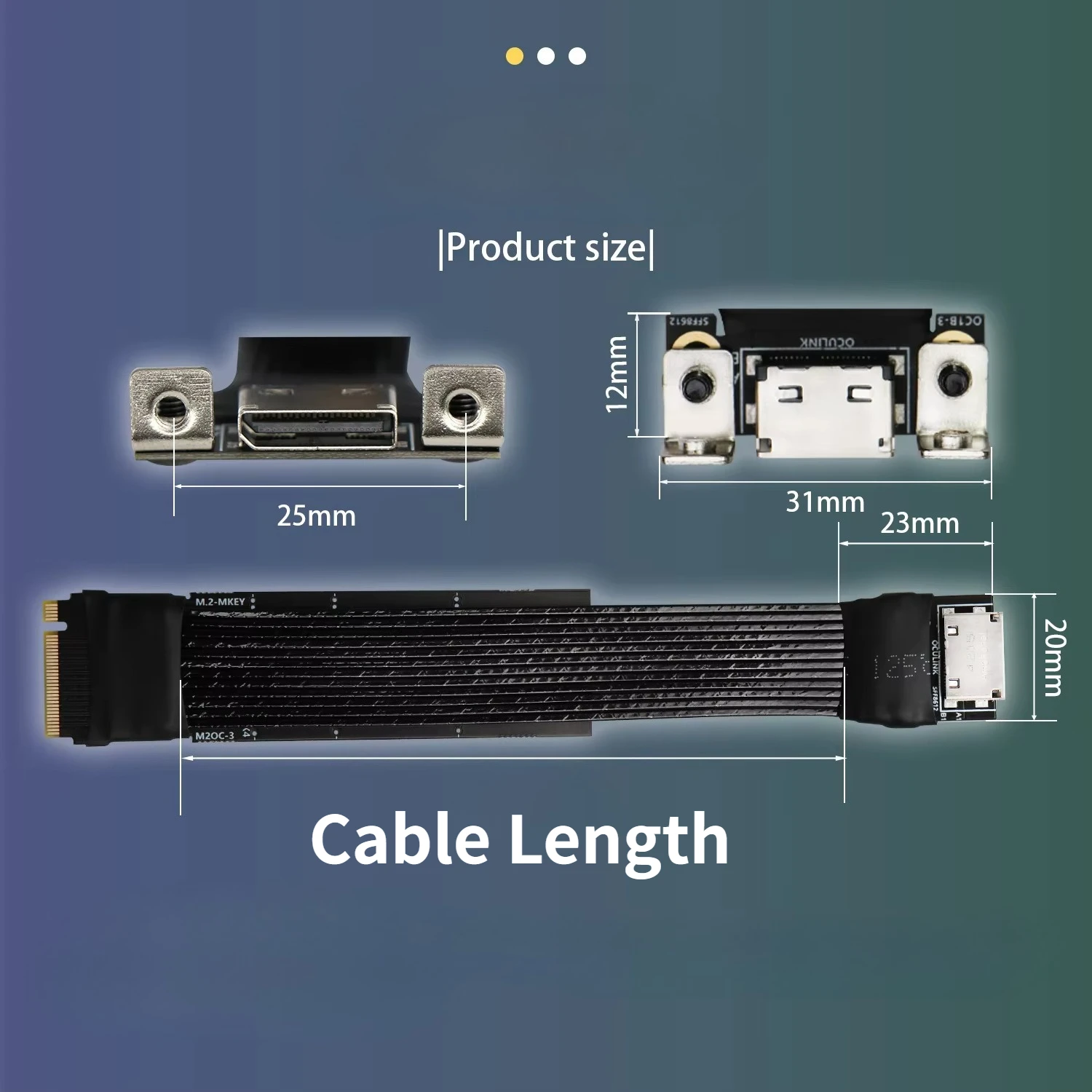 PCIe 4.0 X4 M.2 Mkey NVMe To Oculink 4i SFF-8612 Adapter Extension Cable Gen4 64Gbps GEN4 For Laptops Mini PC Host External EGPU