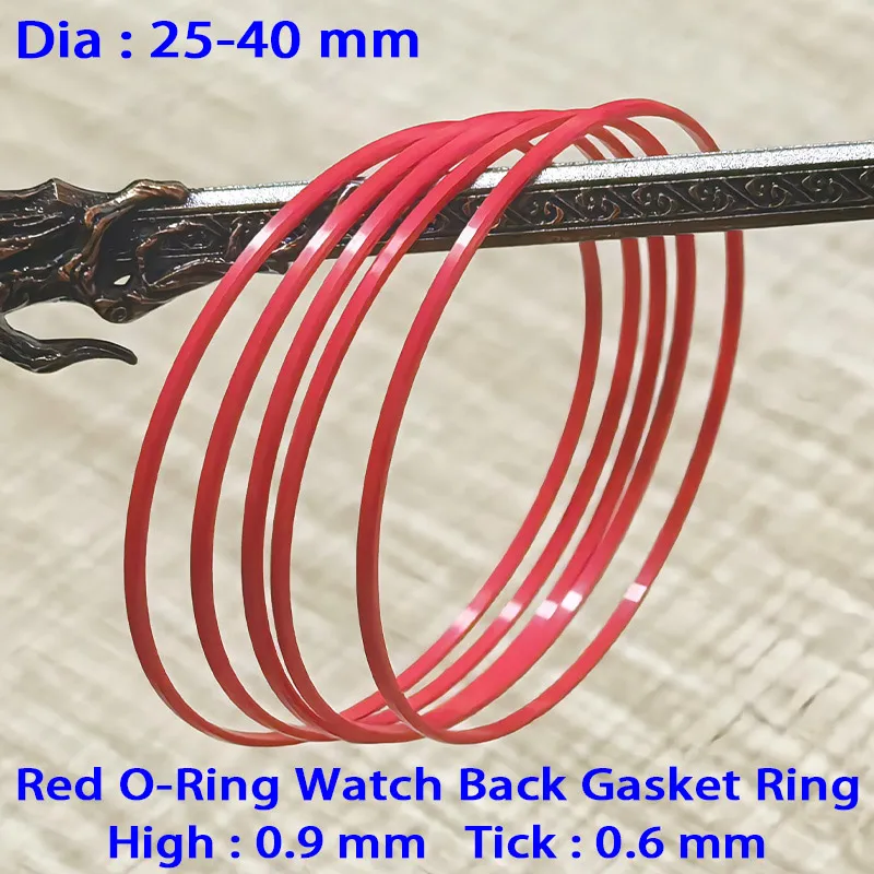 2/5PCS Red Gasket Ring Dia 25-40MM Watch Back Cover Waterproof Gasket Fit T014 T024 T048 Case T035 Couturier 1853 Case Ring Part