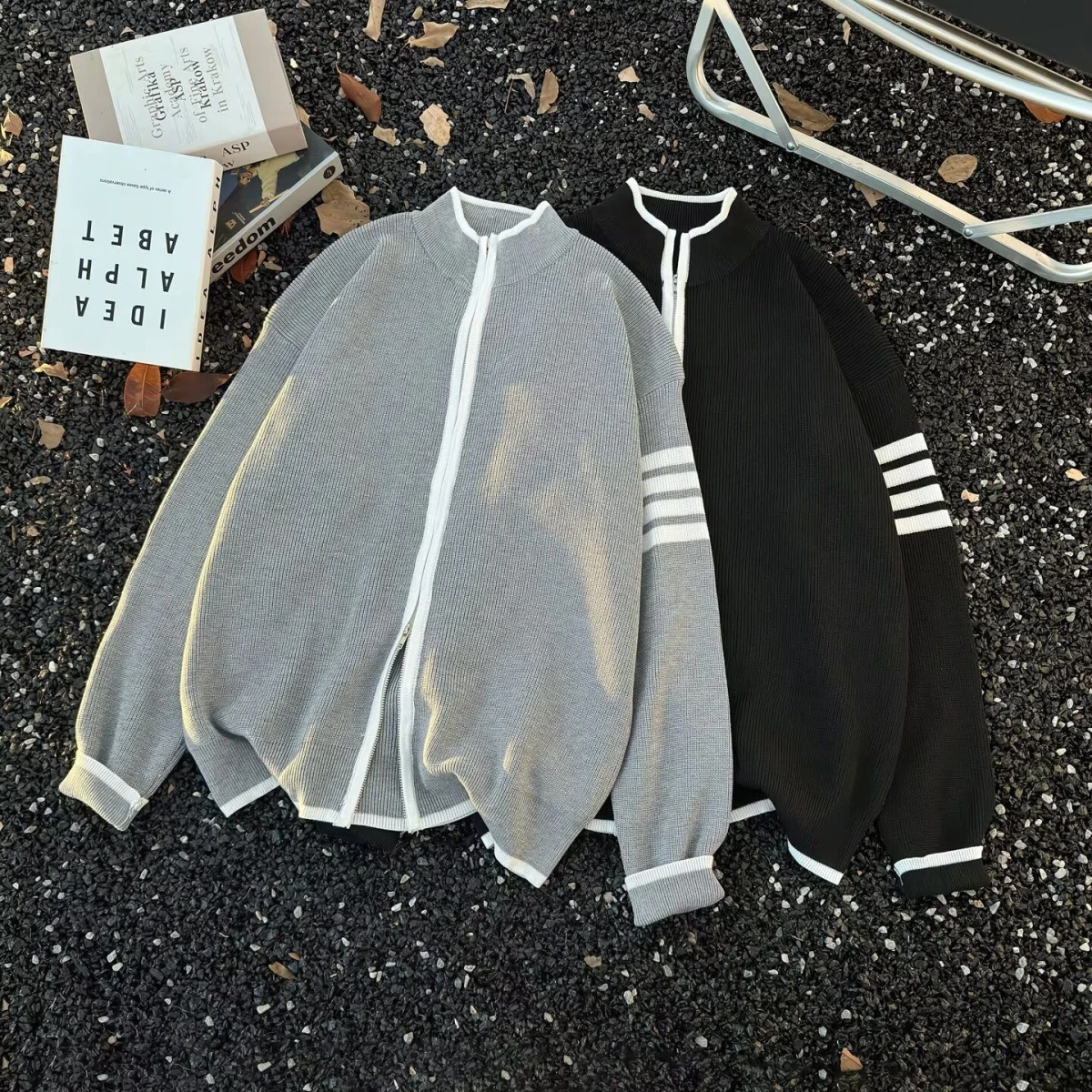 

Fall Winter V-Ne Knitted Cardigan Men's Color Casual Sle Long Sve Soft Polyester Outerwear Leisure Faion