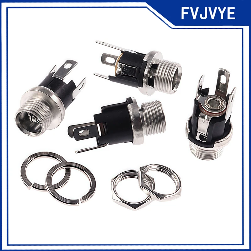 5.5 X 2.1mm DC Female Power Charging Port Jack Panel Mount Terminal 3 Pin 5.5 2.1mm Socket Electrical DC Jack Connector A2