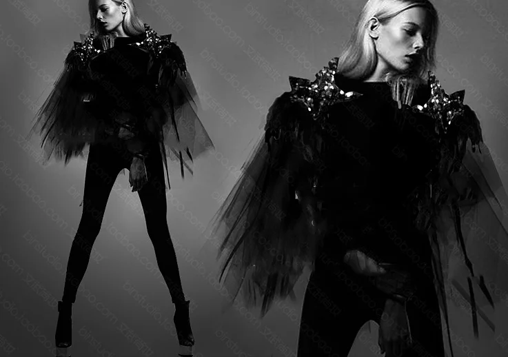 epaulet/epaulettes spikes/escapulario blazer accessories Host decoration Handmade Mesh epaulette Oversized shoulder brooch