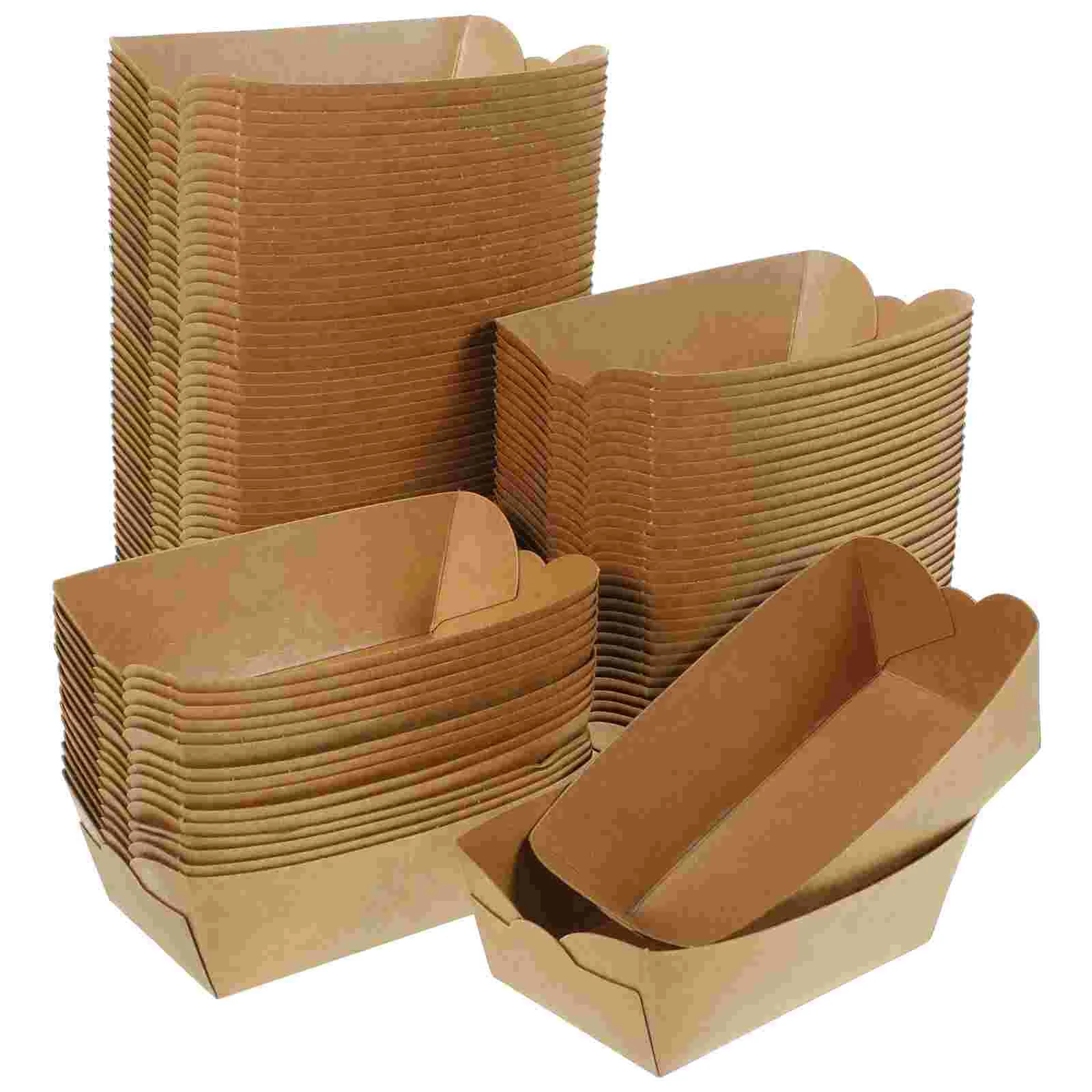 

100 Pcs Kraft Paper Picnic Dogs Mini Snack Containers French Fries Serving Boxes Cardboard