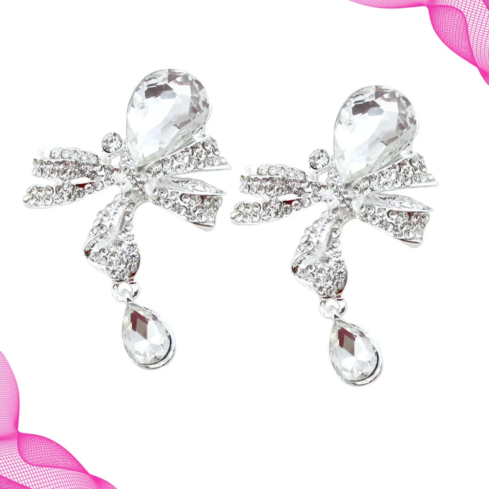 

2pcs Crystal Bowknot Pendant Alloy Diy Decor Delicate Rhinestone Accessories Creative Clothing Corsage Phone Shell Decorative