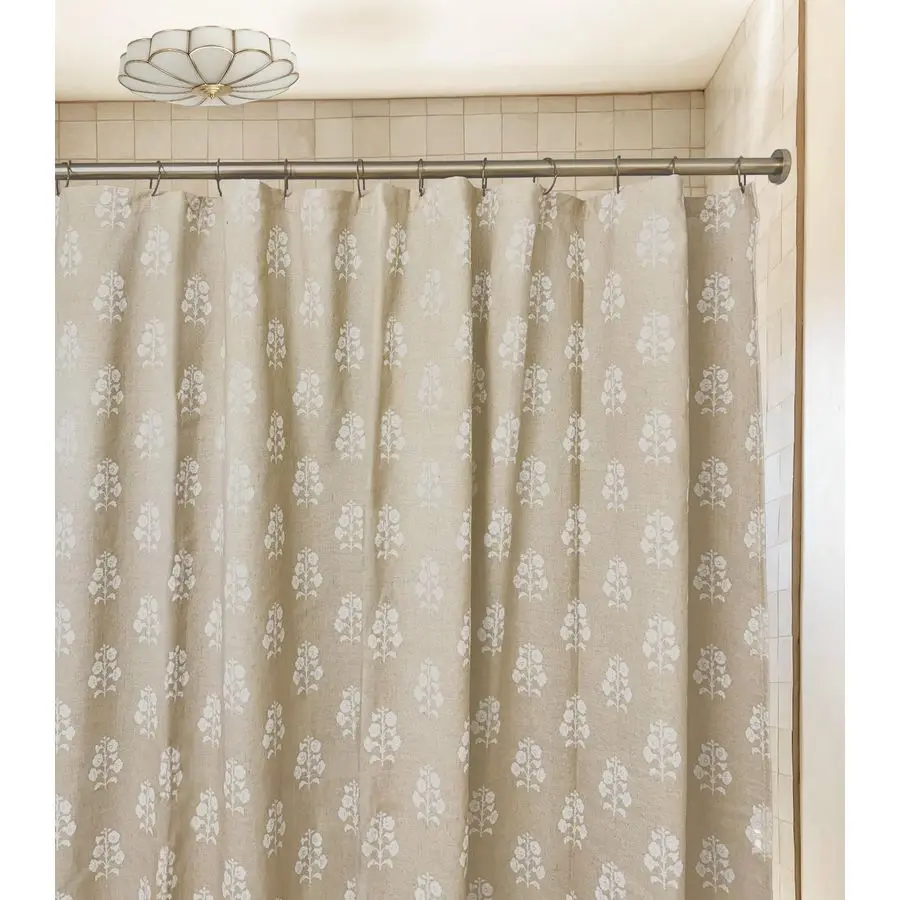 

Vintage Neutral Floral Extra Long Shower Curtain u2013 84 Length, Cottagecore Bathroom Decor, Elegant Botanical Design