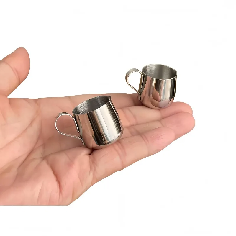 2Pcs Mini Milk Frothing Pitcher, Drip-Proof Spout Espresso Cream Cup, Ergonomic Handle Small Milk Jug for Latte Art Syrup Cream