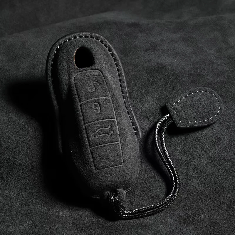 Funda de cuero para llave de coche, carcasa para Porsche Panamera Spyder Carrera Macan Cayman Cayenne 911 970 981 991, accesorios para coche