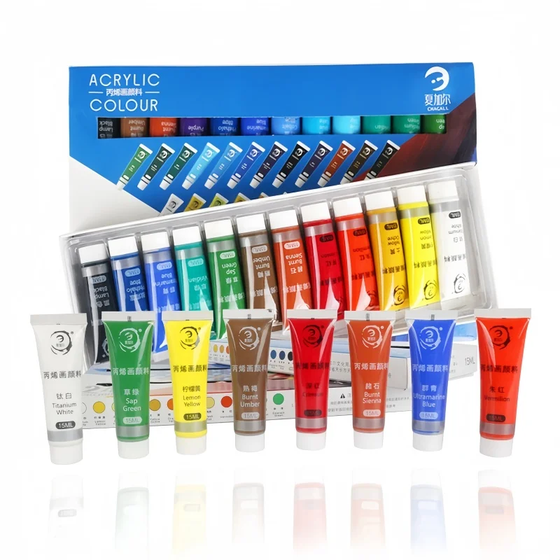 12 colors /24 colors /15ml acrylic paint xiajiaer Beginner Set diy stone waterproof hand-painted clothes wall painting graffiti