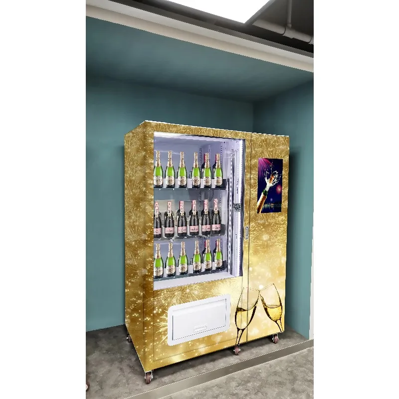 Hot Sale Touch Screen Beer champagne Wine Vending Machine Micron Smart Vending With Elevator Card Reader Customized