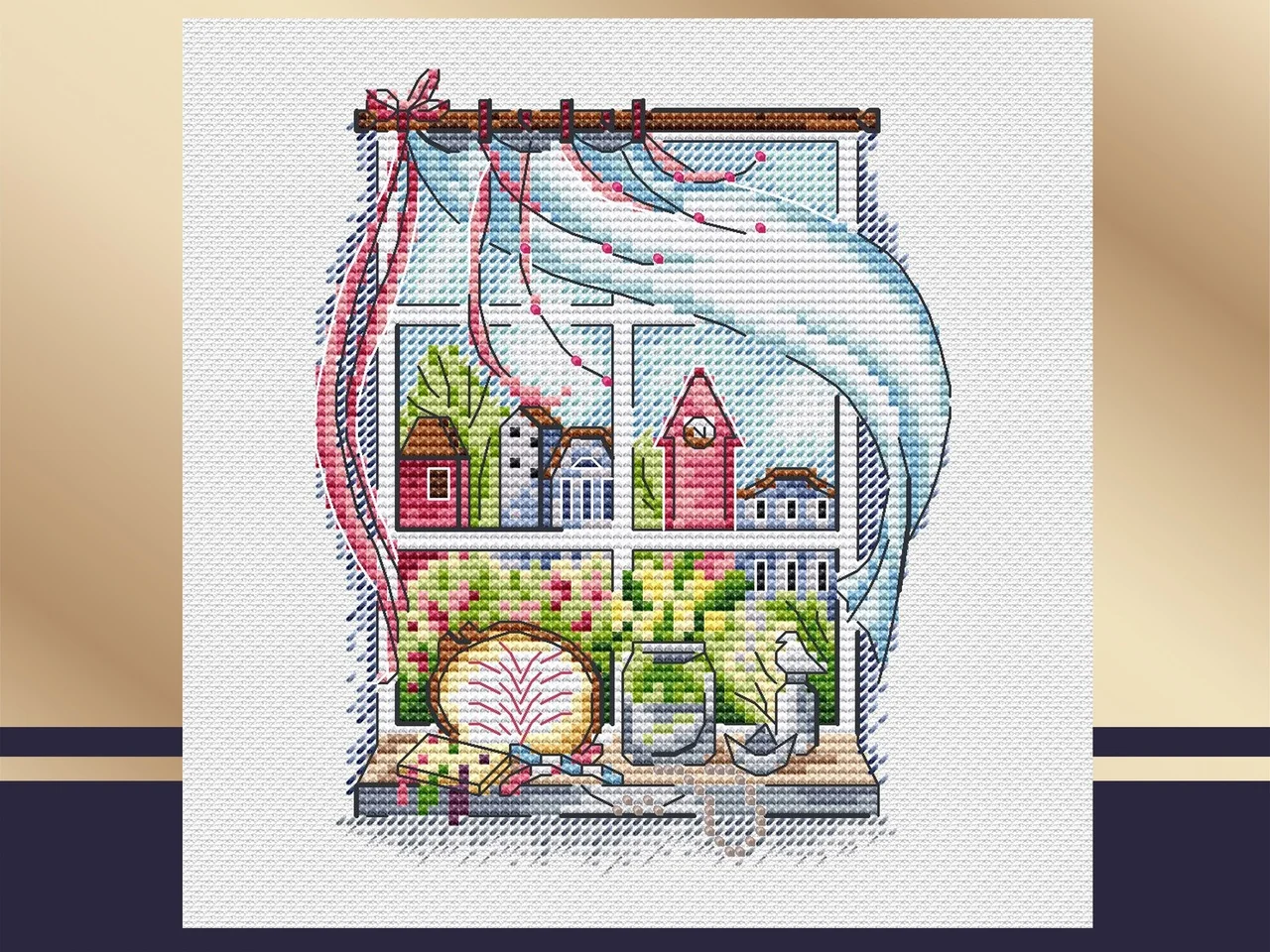 Four Seasons Window Sill Cross Stitch DIY Embroidery Kits Cotton Canvas  Home Fashionable 14CT unprinting Needlework