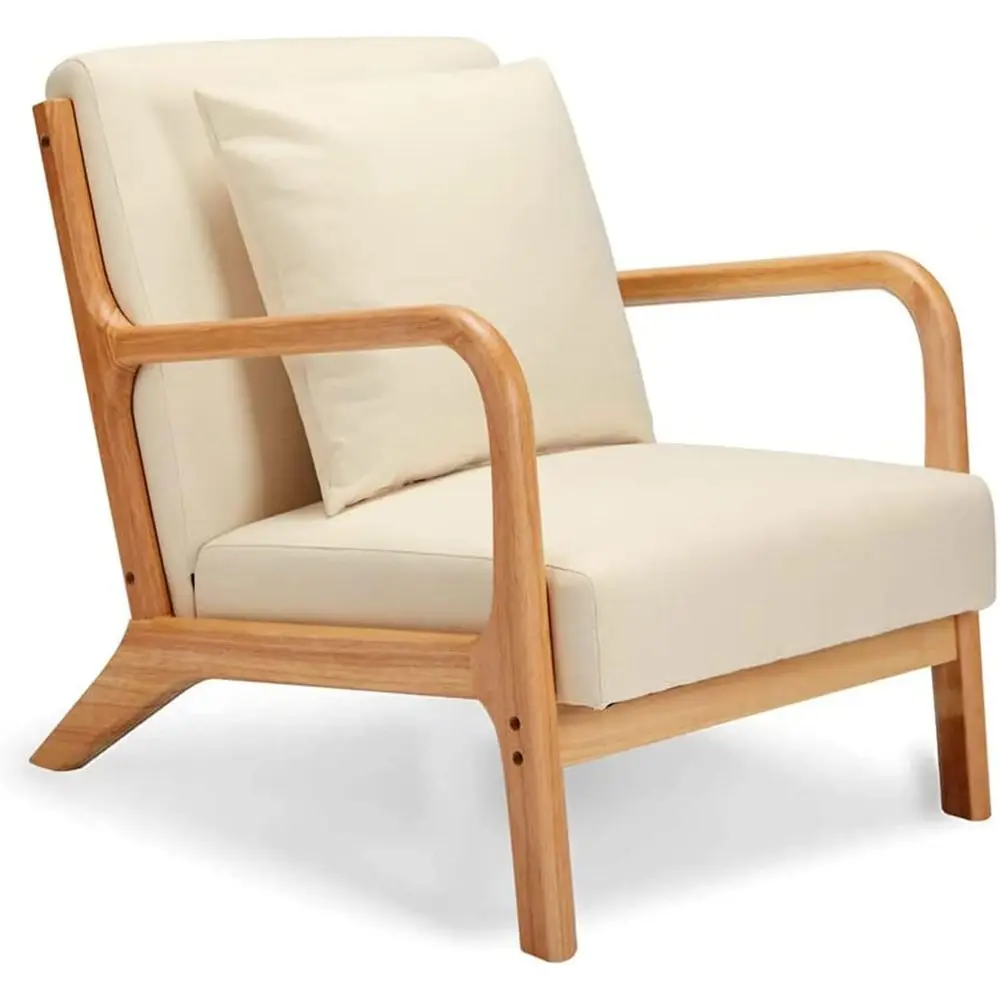 

Mid-Century Modern Accent Chair with Soft Linen Upholstery in Beige for Vintage-Inspired Living Rooms