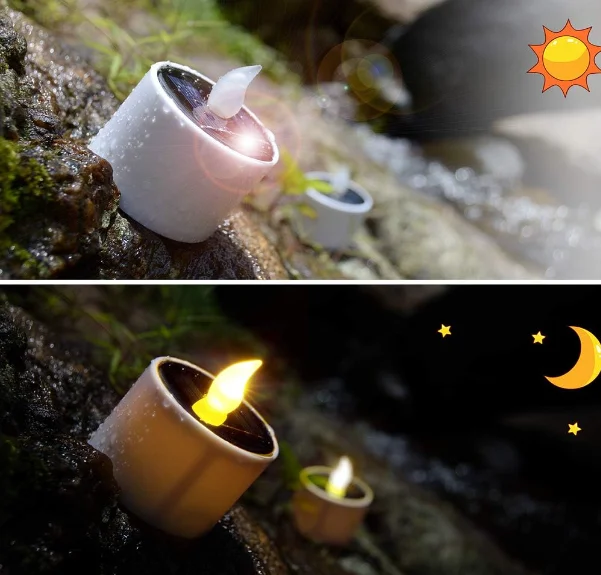 Outdoor impermeável Solar Candle Light, Home Nightlight, Decoração de jardim, Indução Pendurado Varanda Arranjo Luz