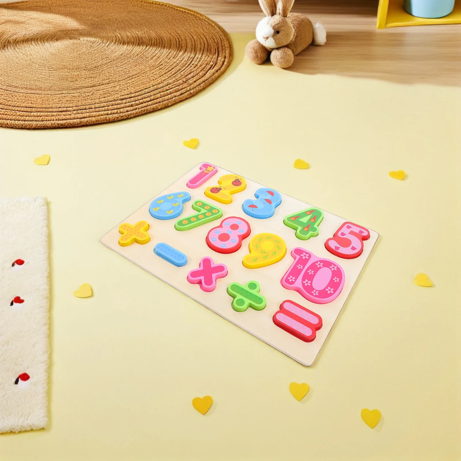 Puzzle en bois en forme de chiffres et d'alphabet, 3 pièces, Montessori, éducation préscolaire, apprentissage des mathématiques, jeux pour tout-petits, garçons et filles