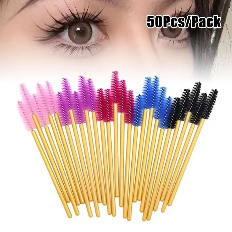 50Pcs Disposable Eyelashes Makeup Brushes Professional Mascara Wands Applicator Spoolers Eye Lashes Cosmetic Brush Makeup Tool