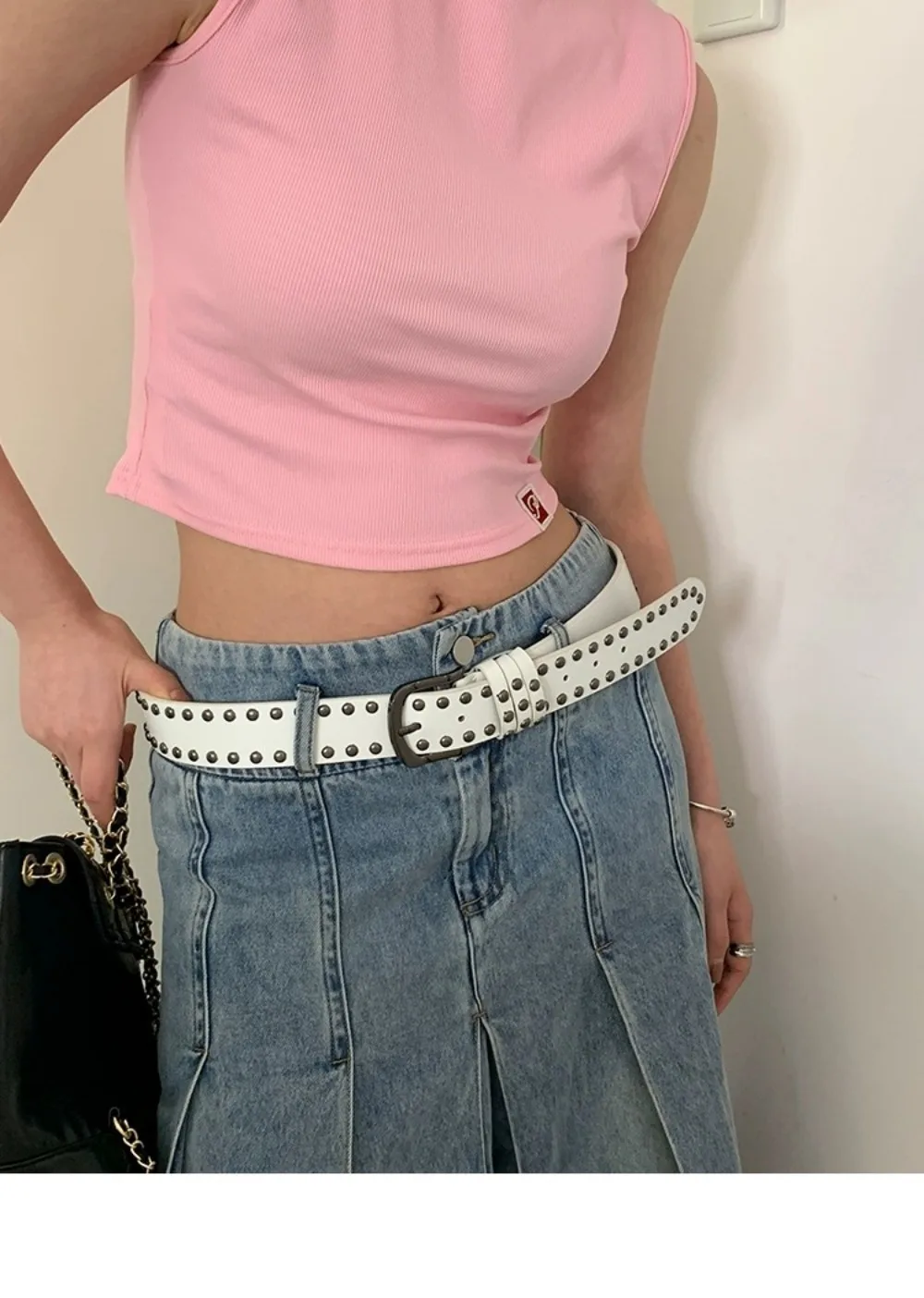 Mode Niet Gürtel Heavy Metal Gürtel Männer Frauen Punk Rock Stil Designer Gürtel Jeans Gürtel Y2K Gürtel Mode Dekoration frauen gürtel – Detail 8