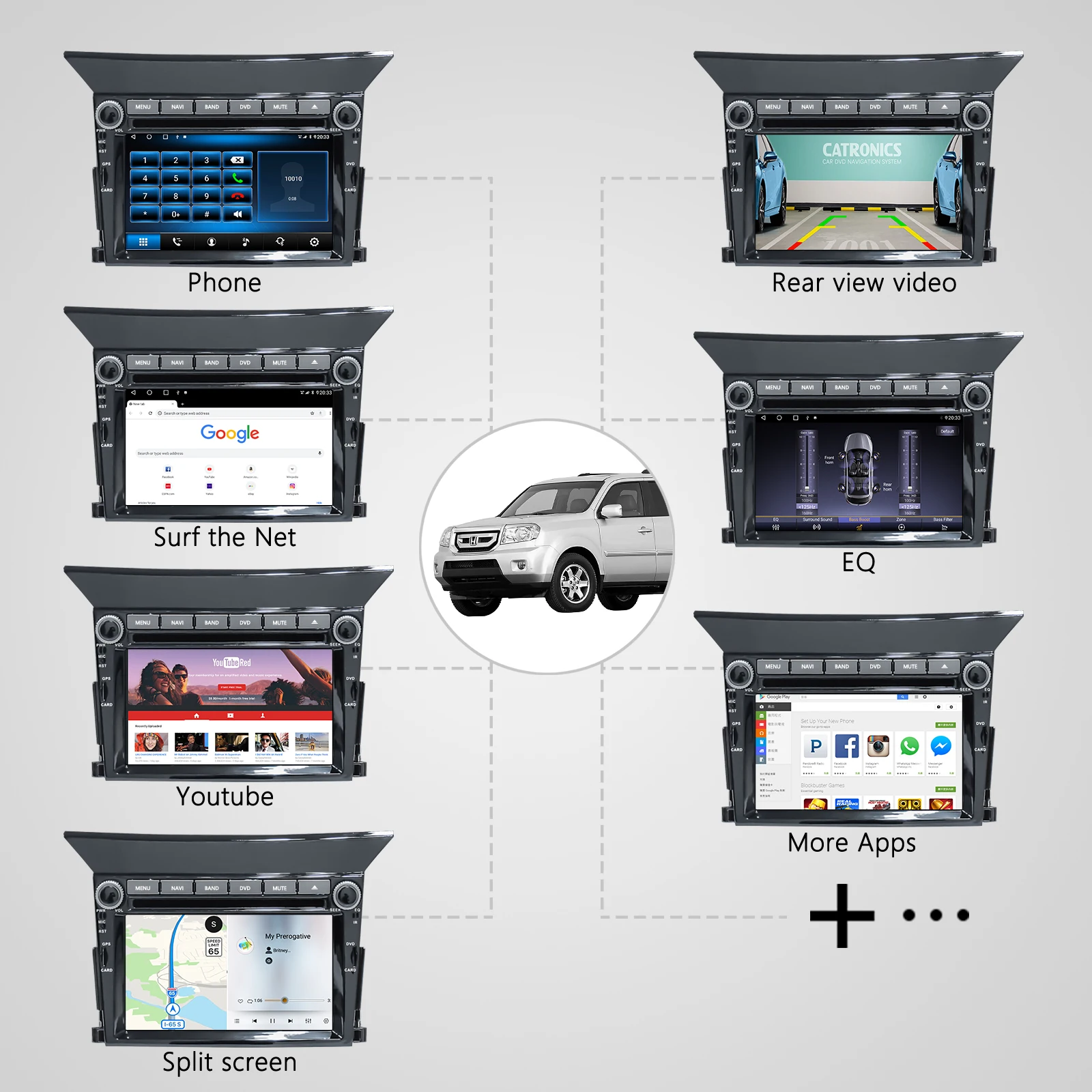 CATRONICS Android 11 DSP Octa Core For Honda Pilot 2009-2013 Car DVD Player Stereo honda pilot 2014 2009 2012 2011 accessories