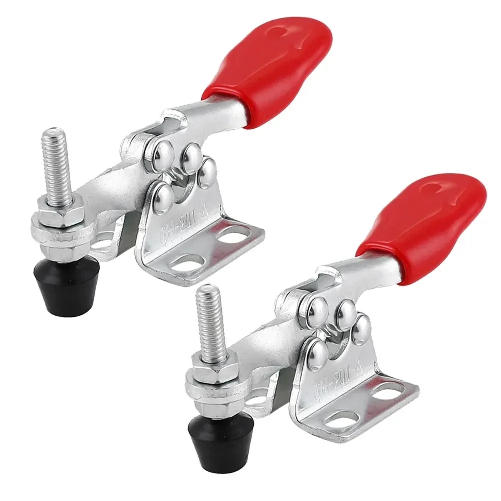 2Pcs GH-201A  27Kg Quick Release Toggle Clamps Horizontal Clamp U-shaped Bar Hand Clip Woodworking Tool For Wood Circuit Boards