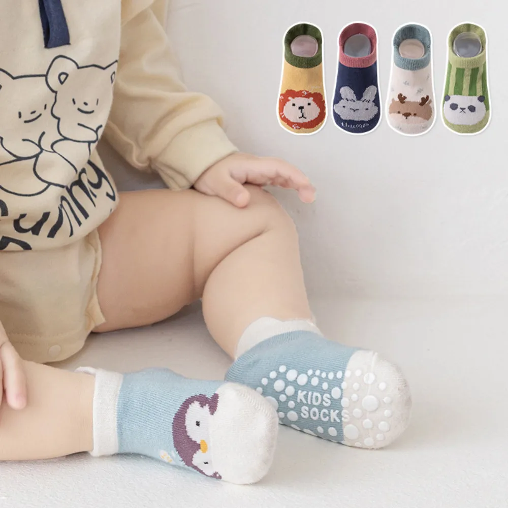 

5Pairs Cute Cartoon Animal Pattern Baby Floor Socks Rubber Anti-slip Cotton Socks First Walker Newborns Girls Boys Baby Socks