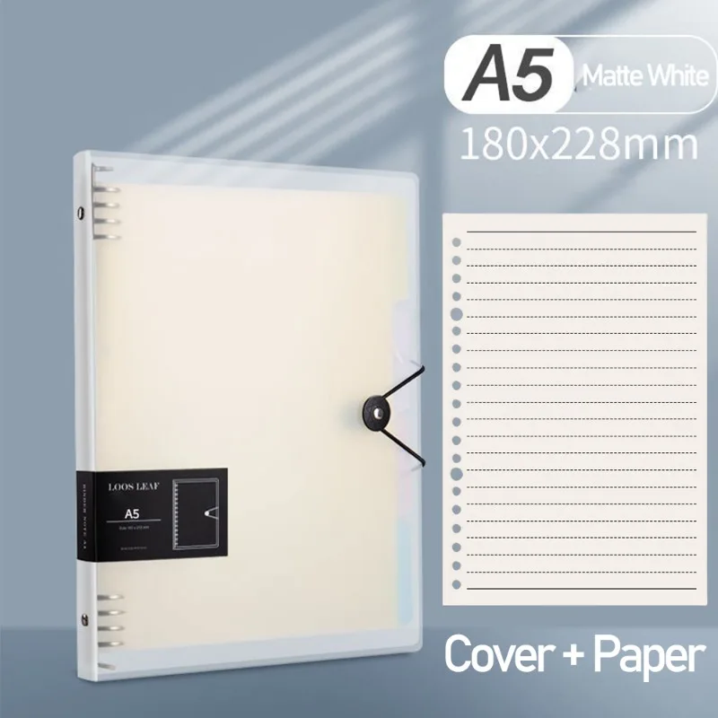 A5 Transparent  Loose Leaf Binder Notebook Cover 60 Sheets Refillable Paper Journal File Binder Writing School Office Supplies