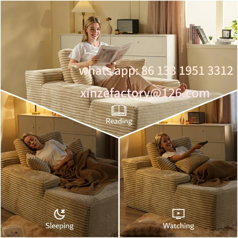 Customizable vacuum compression tofu retro corduroy fabric compression sofa