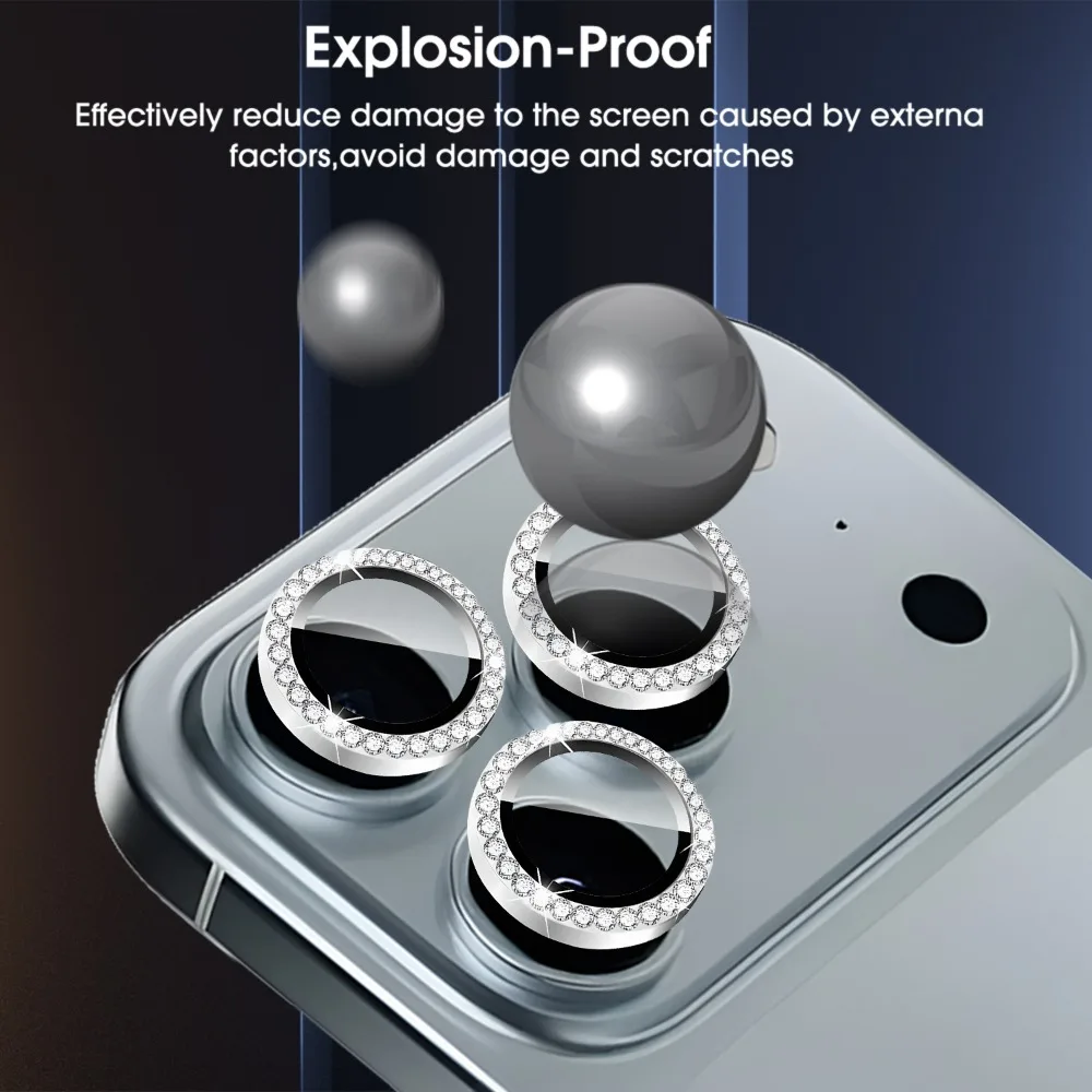 아이폰 17 프로 맥스 카메라 렌즈 강화유리 보호필름 (럭셔리 다이아몬드 링 디자인) 1-3개입 (아이폰 17 프로, 17 에어 호환)