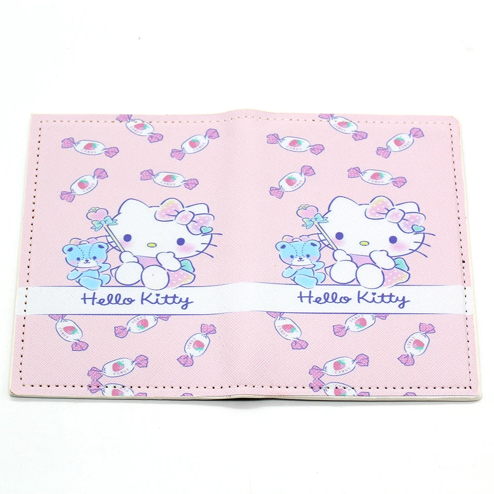 Cartoon Hello Kitty Passport Cover for Travel Accessories Women Passport Holder Case ID Credit Card Holder PU Passport Wallet