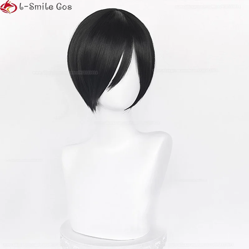 Anime Ada Wong Cosplay Wig Ada Wong Wigs Cosplay 32cm Short Black Heat Resistant Synthetic Hair Woman Party Role Wigs + Wig Cap