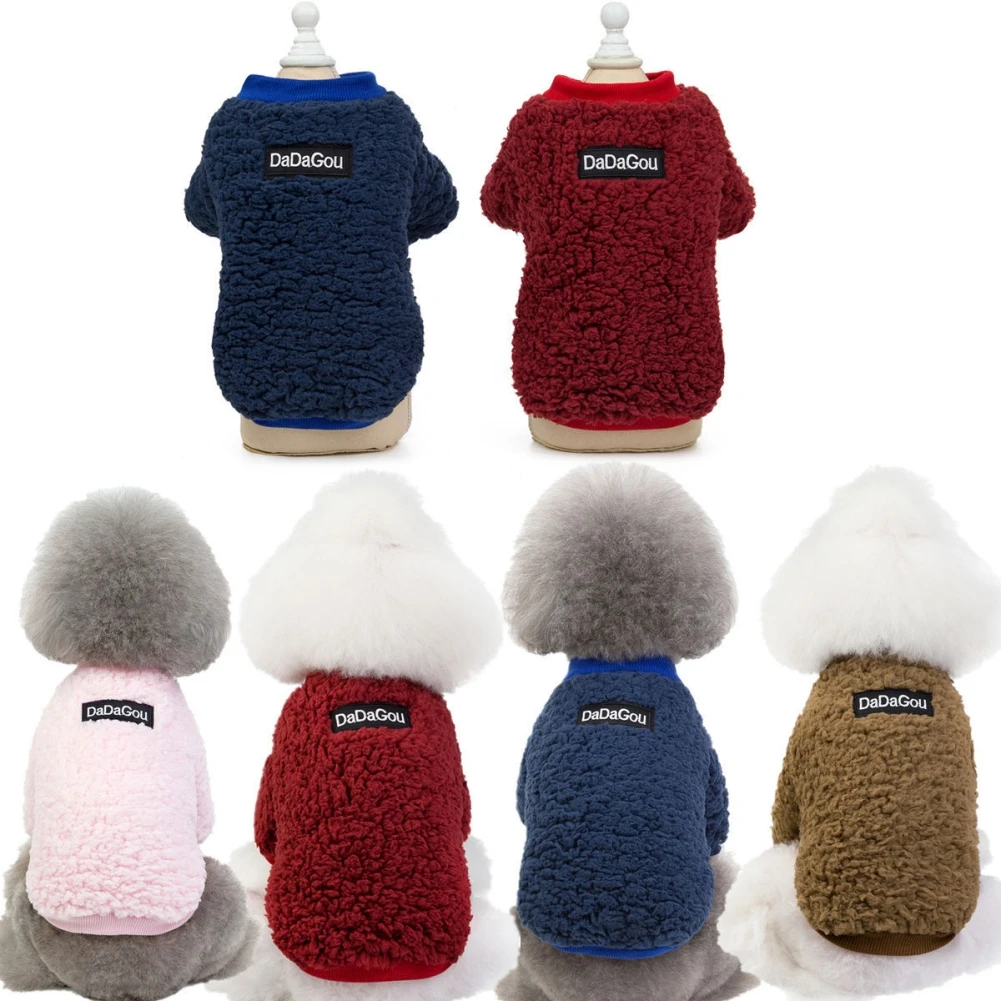 Winter Warm Pet Clothes Coat Letter Print Fleece Cats Dogs Sweatshirt Chihuahua Clothing French Bulldog Coat Jacket Pet Outfit