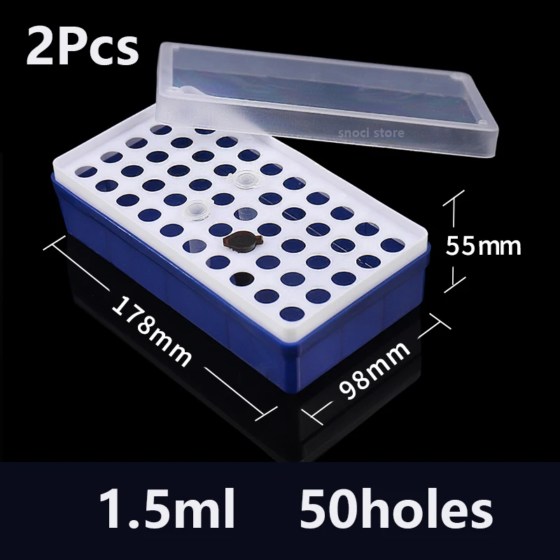 Plastic Box For 1.5ml Micro Centrifuge Tube Test Tube Stand Holder Boxes 50-well Lab centrifugal tubes storage box PCR tubes box